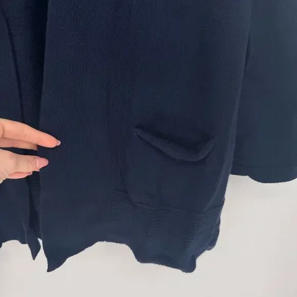 J.Jill Navy Blue Open Front Knit Sweater Cardigan Sz S Cottagecore Minimalist - Picture 4 of 6